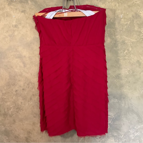 ADAM Lippes Tiered Raw Edge Ruffle Silk Strapless Mini Dress - Picture 2 of 9